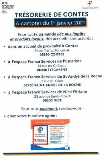 TRESORERIE DE CONTES a compter du 01.01.21