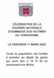 Journée nationale d’hommage aux victimes du terrorisme