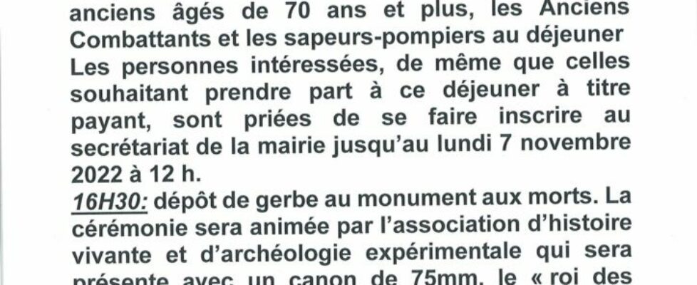 Cérémonie du 11 novembre 2022