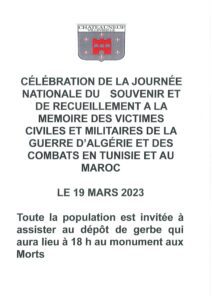 Célébration de la journée nationale d’hommage « morts pour la France »pendant la guerre d’Algérie et les combats du Maroc et de la Tunisie